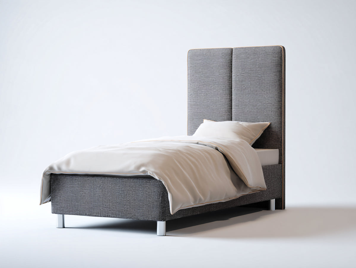 Lit simple - Tissu - 212x103x159 cm - Gris anthracite - Moderne