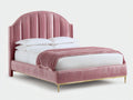 Lit double - Velours - 215x165x143 cm - Rose-Doré - Art déco