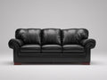 Canapé 3 places - Cuir - 214x96x91 cm - Noir - Style classique