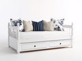 Canapé lit - Bois - 205 x 96 x 95 cm - Blanc - Style classique à montants tournés avec rangement