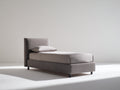 Lit simple - Tissu - 205 x 105 x 100 cm - Gris taupe - Style moderne rembourré