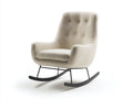 Fauteuil à bascule - tissu bouclé-métal - 86 x 91 x 105 cm - écru-noir - style contemporain