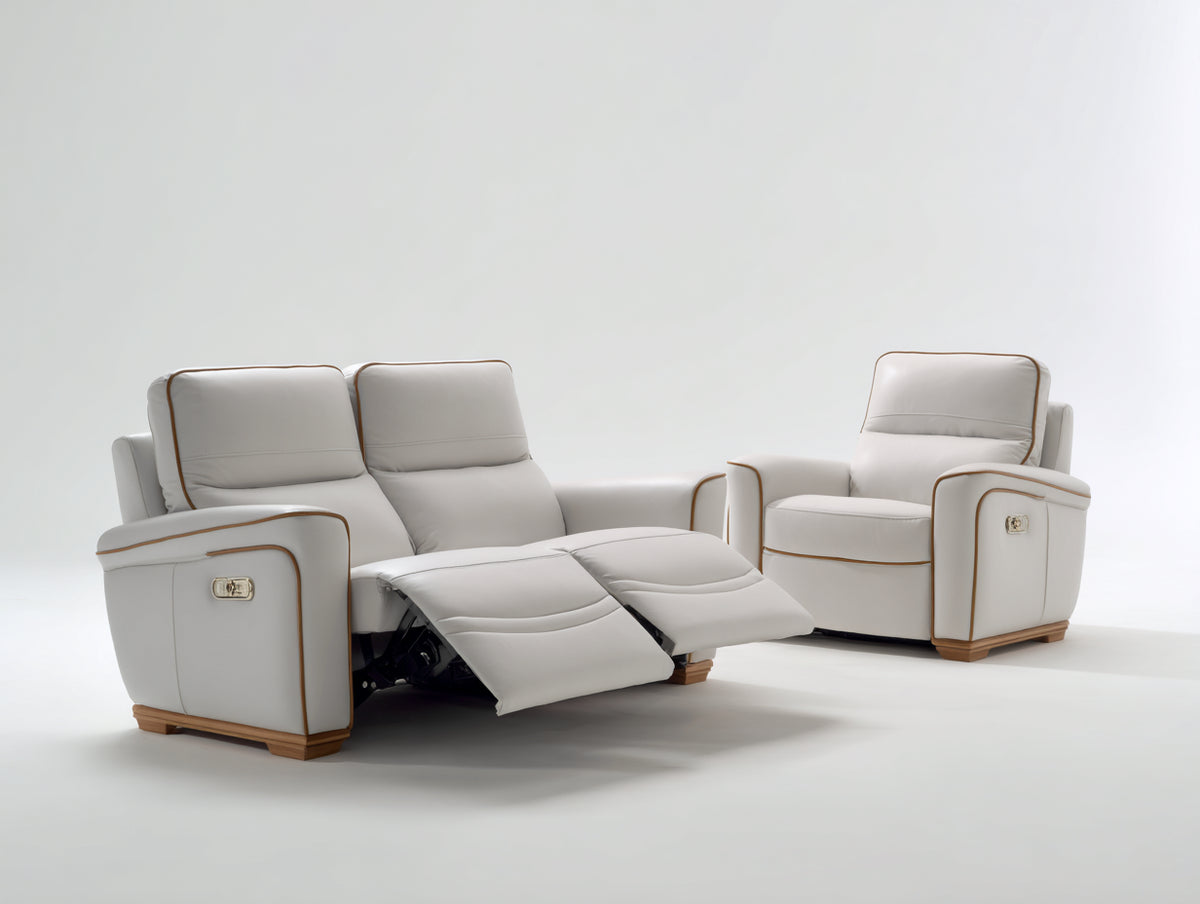 Ensemble de canapés - Cuir - 184 x 97 x 103cm - Blanc cassé - Style contemporain