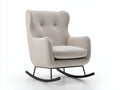 Fauteuil à bascule - tissu bouclé-métal - 88 x 94 x 106 cm - écru-noir - style contemporain
