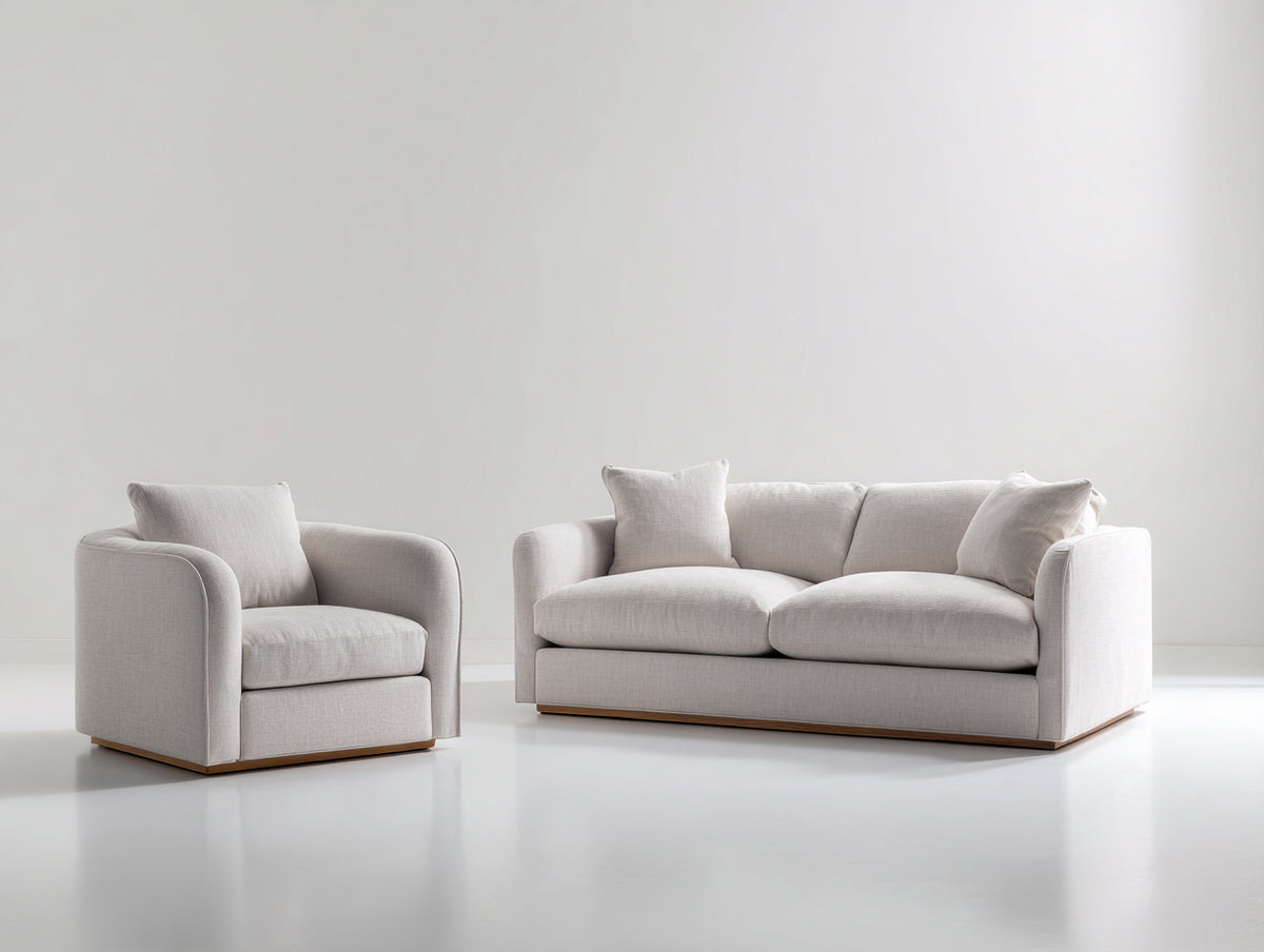 Ensemble de canapés - Tissu - 196 x 93 x 85cm - Gris clair - Style minimaliste