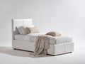 Lit simple - Similicuir - 208 x 108 x 102 cm - Blanc - Style moderne épuré