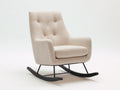 Fauteuil à bascule - tissu bouclé-métal - 88 x 92 x 104 cm - écru-noir - style contemporain