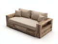 Canapé 2 places-Tissu-Bois-190x95x78 cm-Beige-Bois naturel-Style rustique moderne