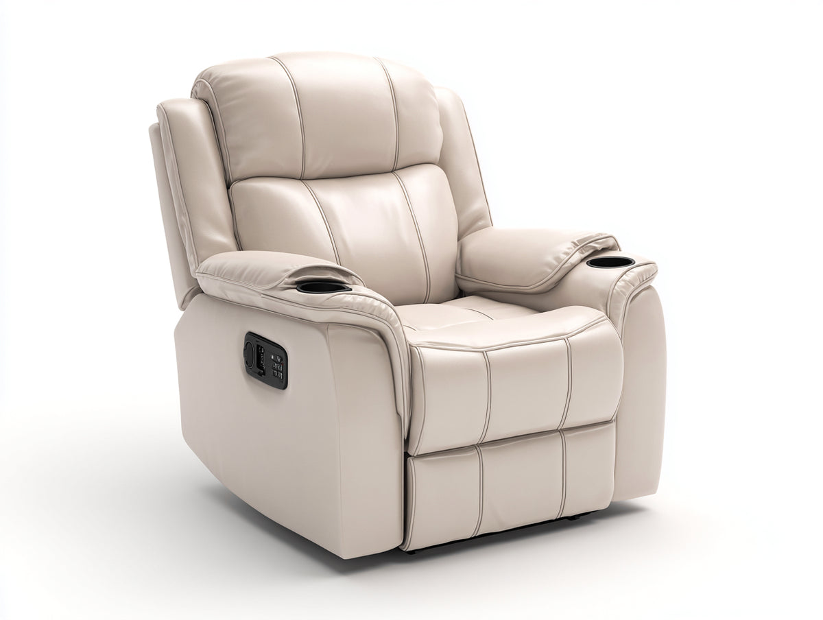 Fauteuil relax - similicuir - 104 x 98 x 109 cm - crème clair - style moderne
