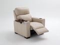 Fauteuil relax - similicuir - 101 x 94 x 107 cm - beige taupe - style contemporain