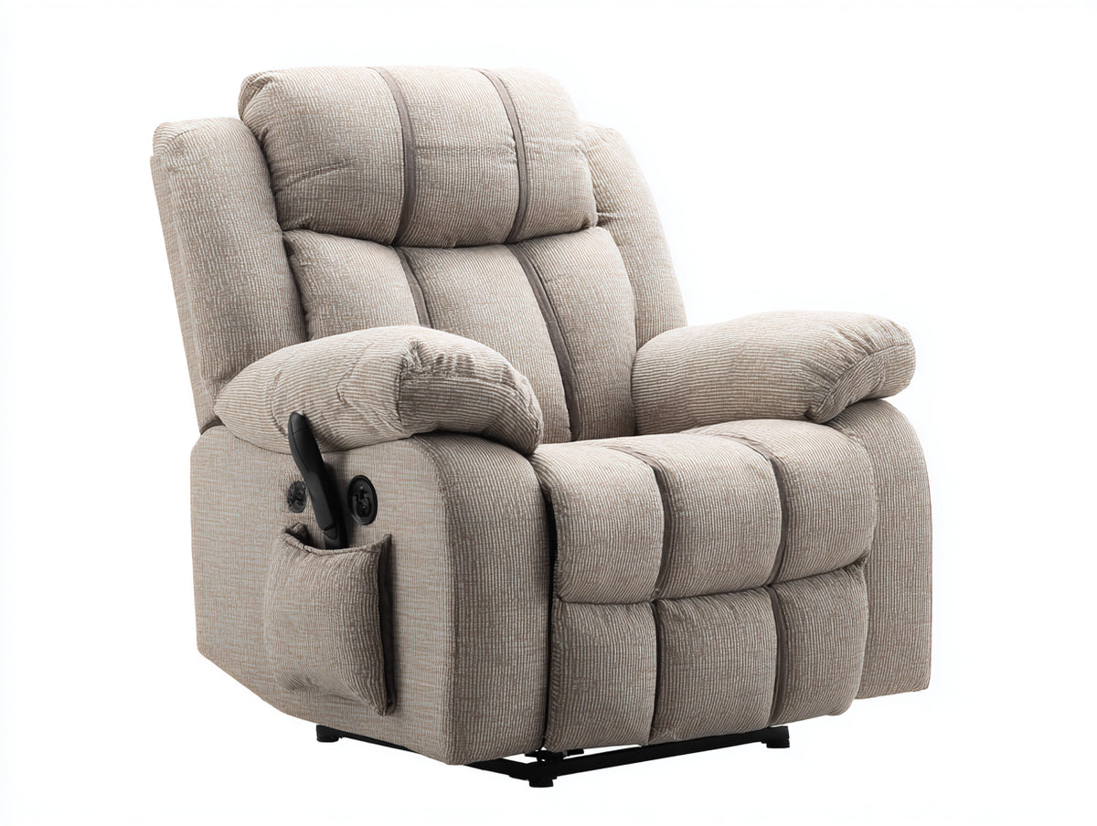 Fauteuil relax - tissu - 102 x 97 x 109 cm - beige grège - style confortable