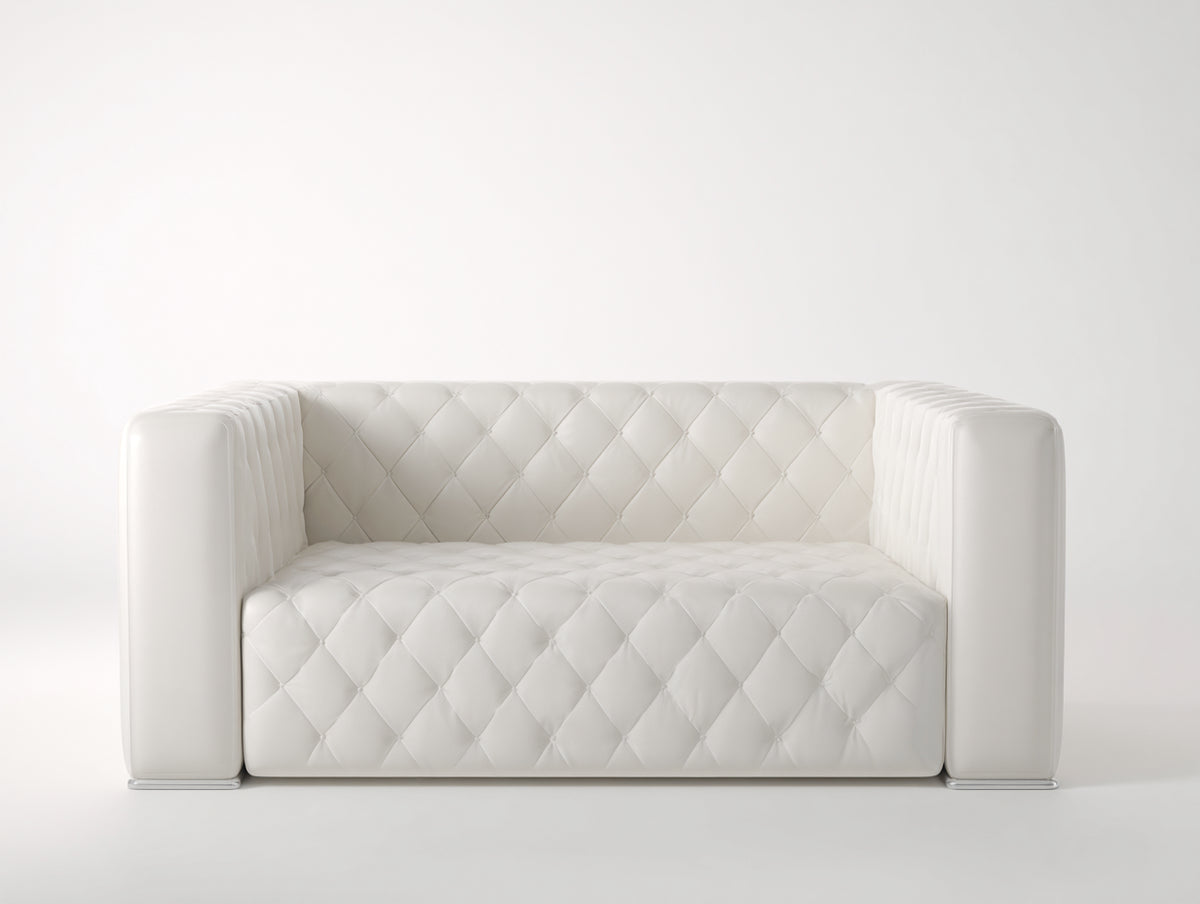 Canapé 2 places-Cuir synthétique-184x90x78 cm-Blanc-Style moderne minimaliste