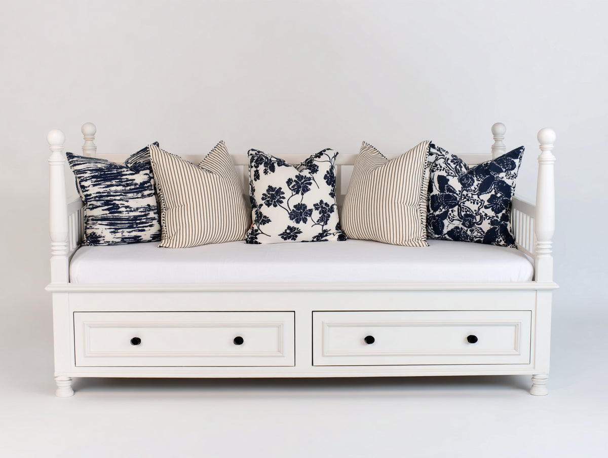 Canapé lit - Bois - 208 x 98 x 97 cm - Blanc - Style traditionnel avec rangement